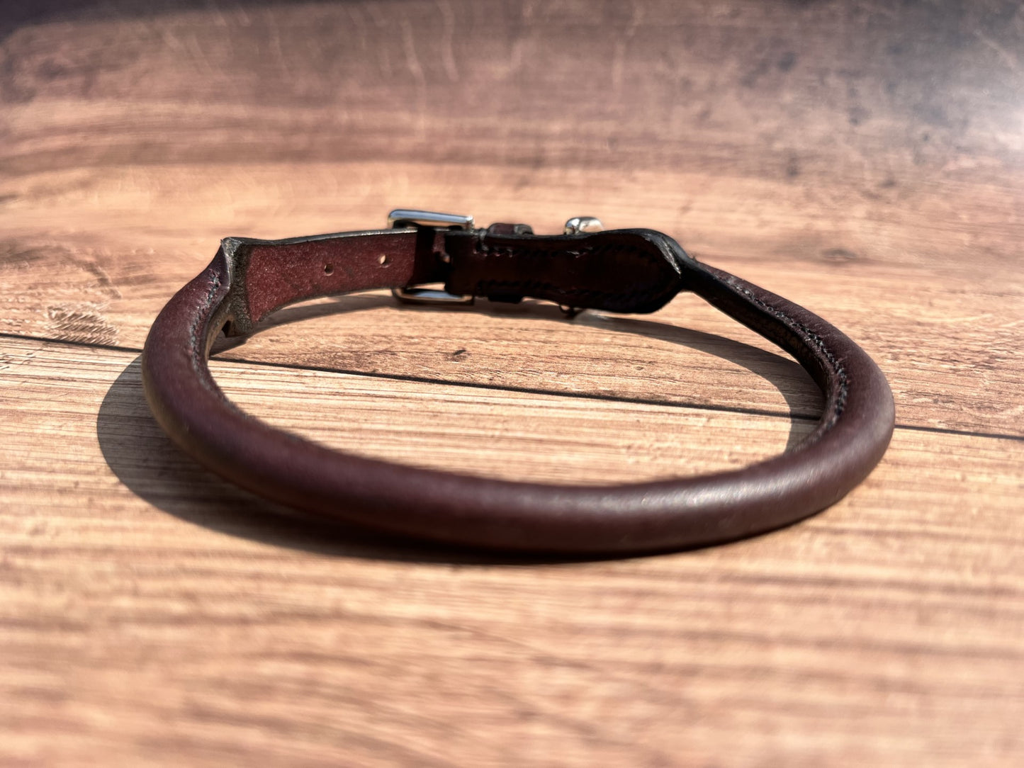 Handmade Rolled Leather Dog Collar