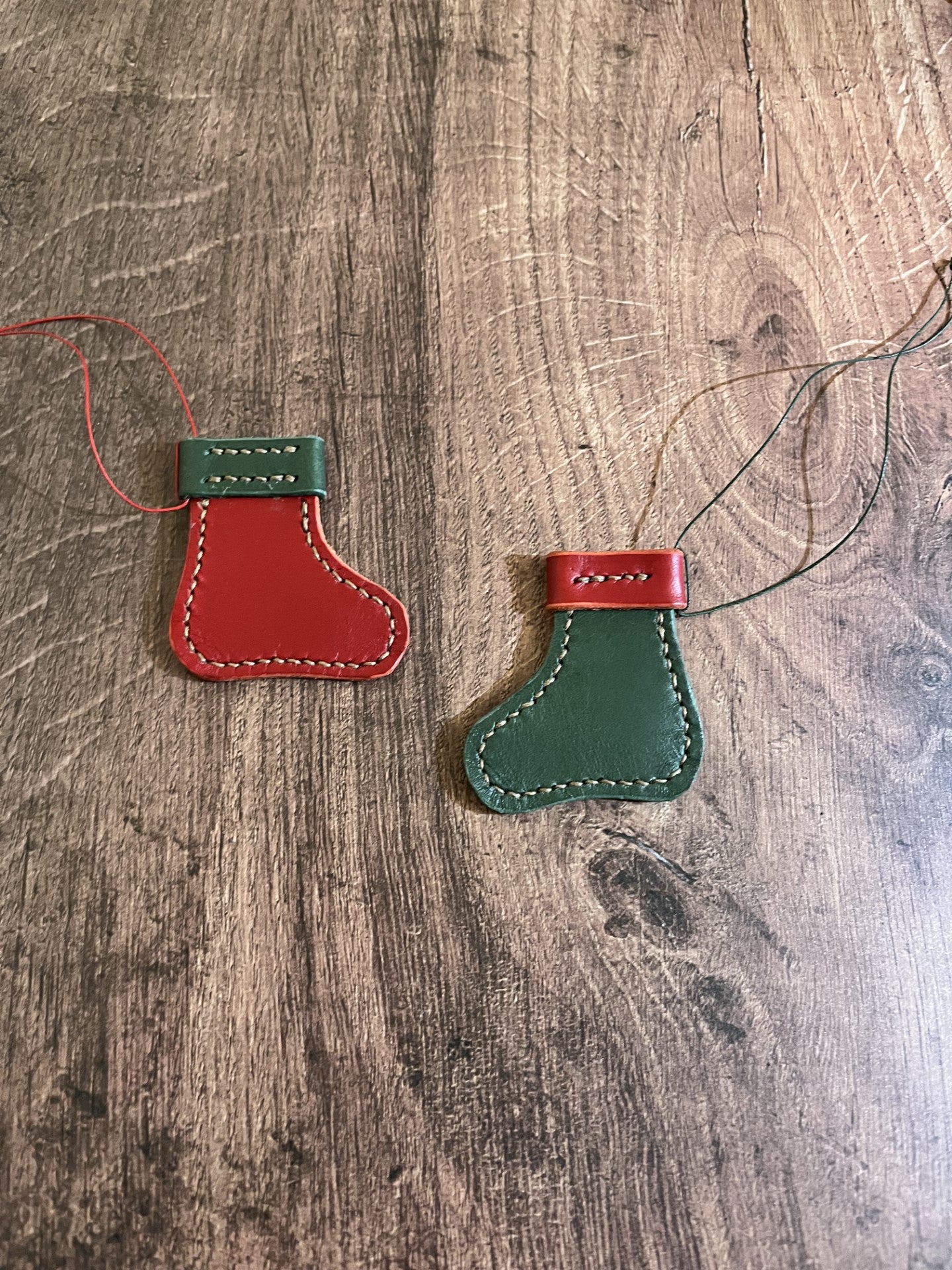 Handmade Leather Christmas Tree Ornaments