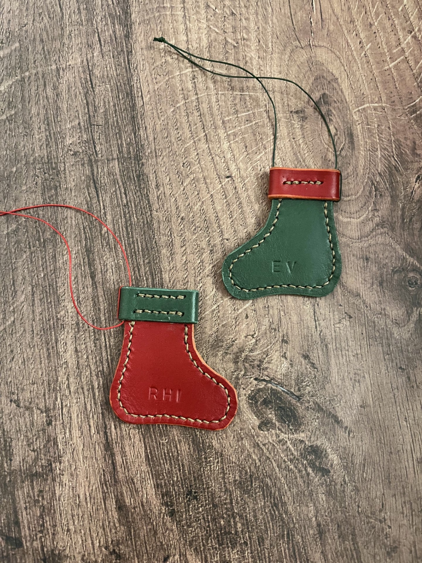 Handmade Leather Christmas Tree Ornaments