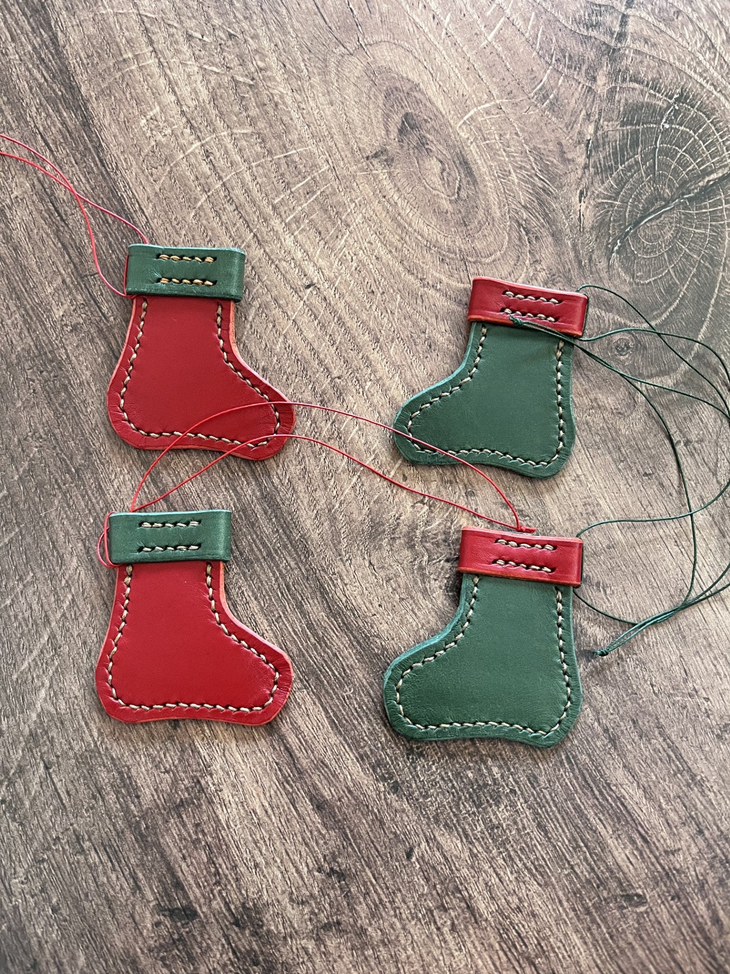 Handmade Leather Christmas Tree Ornaments