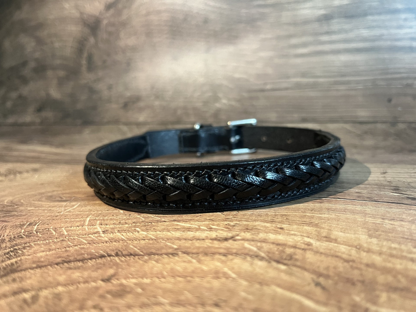 Handmade Laced Leather Dog Collar